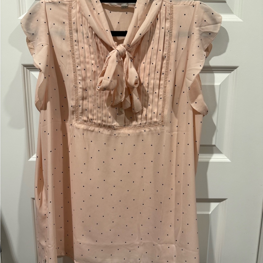 LOFT Blush Blouse with Black Dots